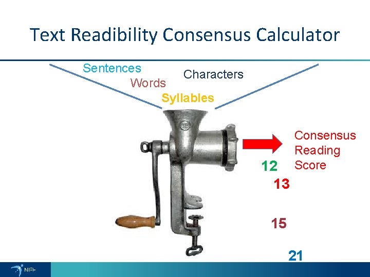 Text Readibility Consensus Calculator Sentences Characters Words Syllables 12 13 Consensus Reading Score 15