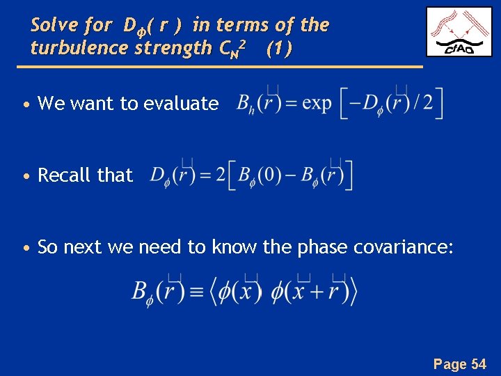 Solve for Dϕ( r ) in terms of the turbulence strength CN 2 (1)