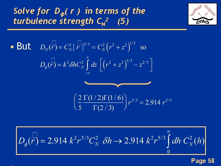 Solve for Dϕ( r ) in terms of the turbulence strength CN 2 (5)