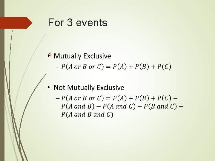 For 3 events For 3 events