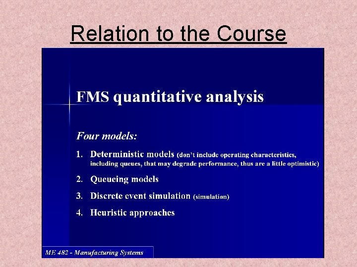 Relation to the Course 