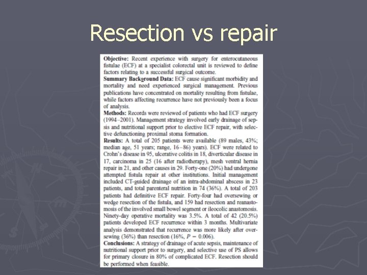 Resection vs repair 