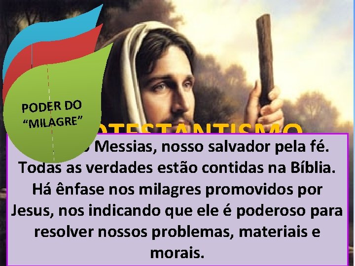 FÉ BÍBLIA PODER DO “MILAGRE” PROTESTANTISMO Jesus é o Messias, nosso salvador pela fé.