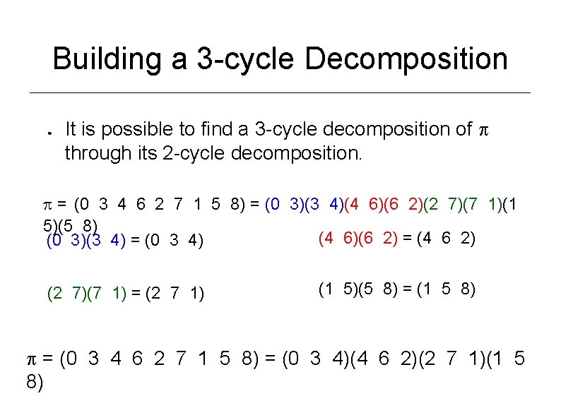 Building a 3 -cycle Decomposition ● It is possible to find a 3 -cycle
