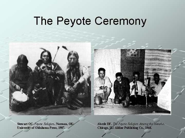 The Peyote Ceremony Stewart OC. Peyote Religion. Norman, OK: University of Oklahoma Press, 1987.