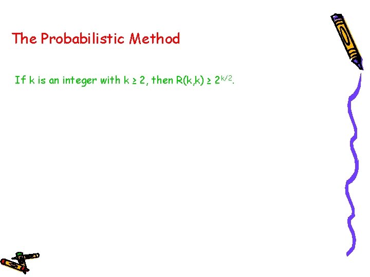 The Probabilistic Method If k is an integer with k ≥ 2, then R(k,