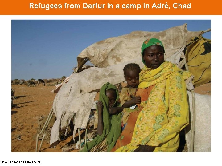 Refugees from Darfur in a camp in Adré, Chad © 2014 Pearson Education, Inc.