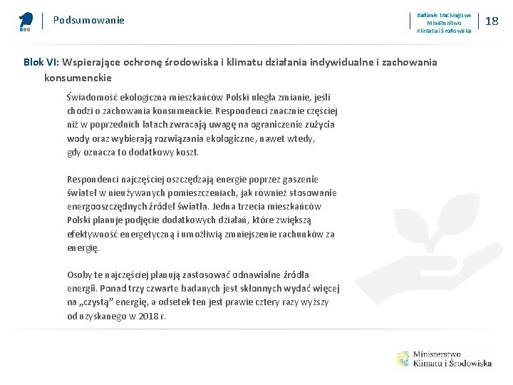 Podsumowanie Badanie trackingowe Ministerstwo Klimatu i Środowiska Blok VI: Wspierające ochronę środowiska i klimatu