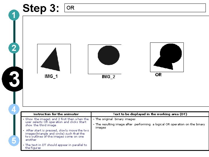1 Step 3: OR 2 3 4 Instruction for the animator • Show the