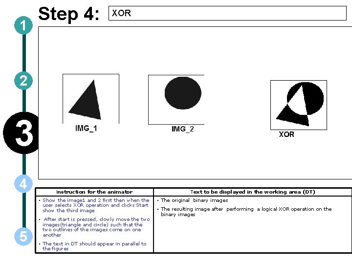 1 Step 4: XOR 2 v 3 4 Instruction for the animator • Show