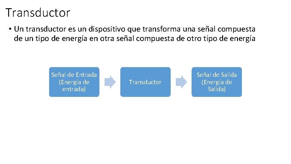 Transductor • Un transductor es un dispositivo que transforma una señal compuesta de un