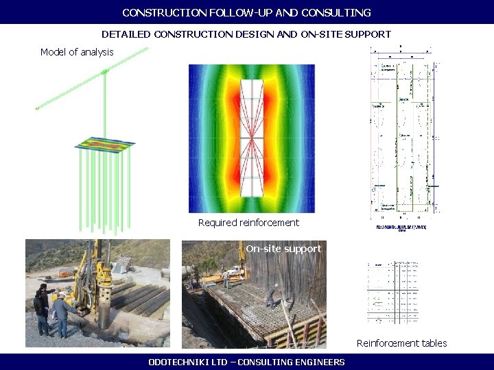 CONSTRUCTION FOLLOW-UP AND CONSULTING DETAILED CONSTRUCTION DESIGN AND ON-SITE SUPPORT Model of analysis Required