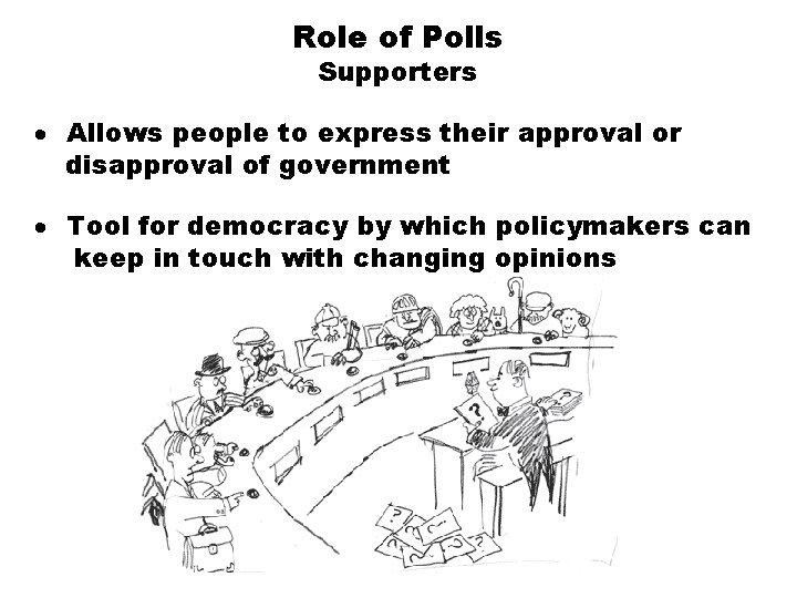 Role of Polls Supporters · Allows people to express their approval or disapproval of
