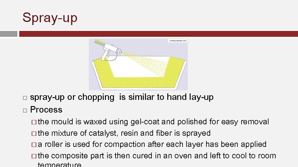 Spray-up spray-up or chopping is similar to hand lay-up Process � the mould is