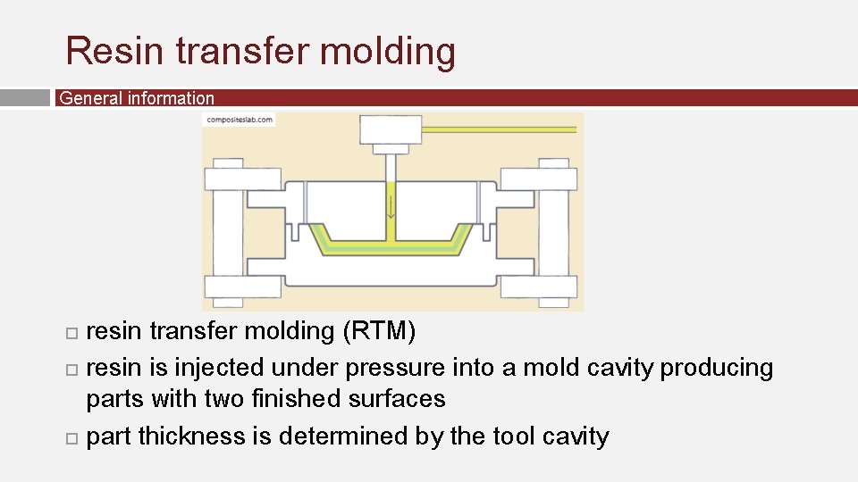 Resin transfer molding General information resin transfer molding (RTM) resin is injected under pressure