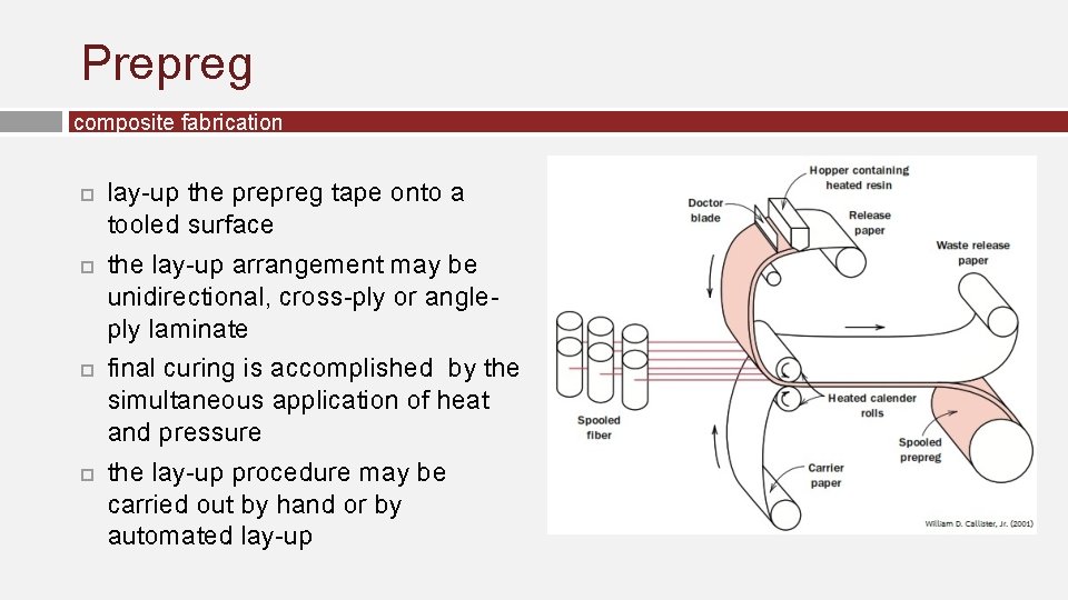 Prepreg composite fabrication lay-up the prepreg tape onto a tooled surface the lay-up arrangement Prepreg composite fabrication lay-up the prepreg tape onto a tooled surface the lay-up arrangement