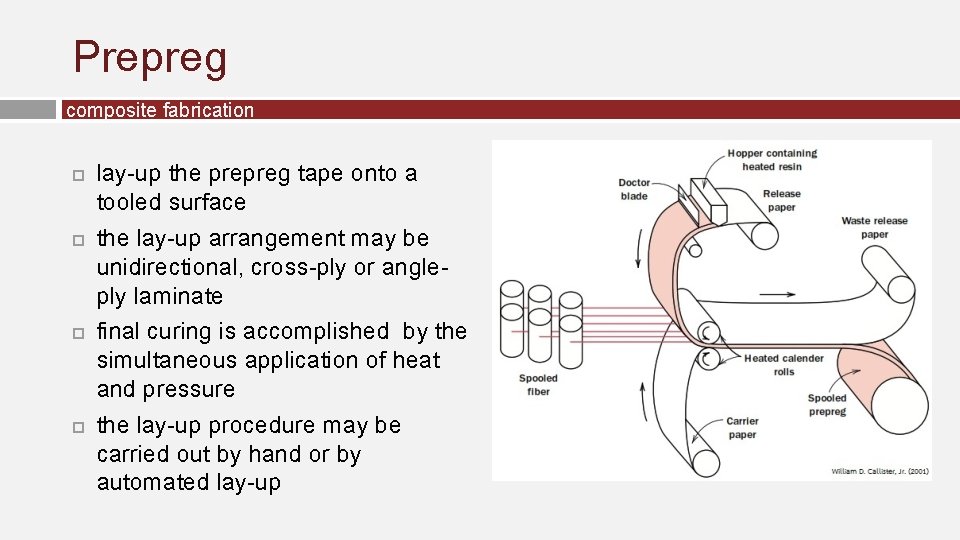 Prepreg composite fabrication lay-up the prepreg tape onto a tooled surface the lay-up arrangement