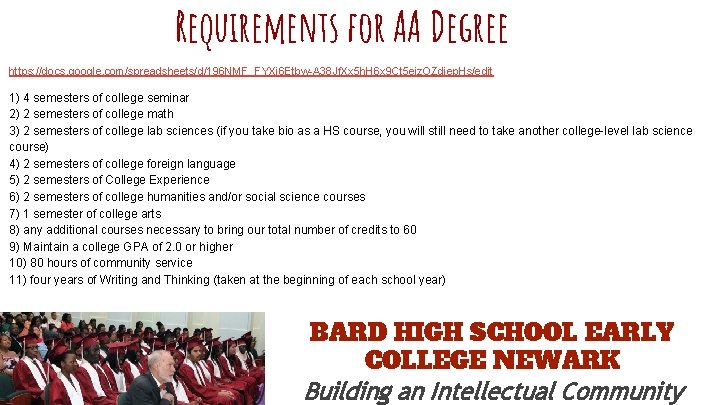 Requirements for AA Degree https: //docs. google. com/spreadsheets/d/196 NMF_FYXj 6 Etbw-A 38 Jf. Xx