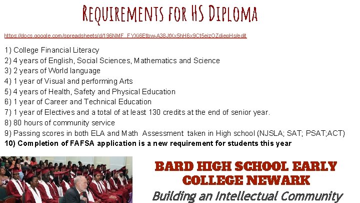 Requirements for HS Diploma https: //docs. google. com/spreadsheets/d/196 NMF_FYXj 6 Etbw-A 38 Jf. Xx