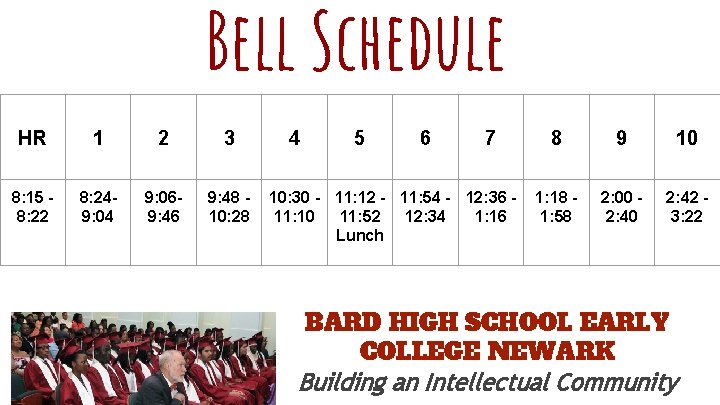 Bell Schedule HR 1 2 3 8: 15 8: 22 8: 249: 04 9: