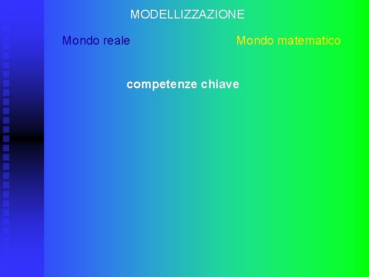 MODELLIZZAZIONE Mondo reale Mondo matematico competenze chiave 