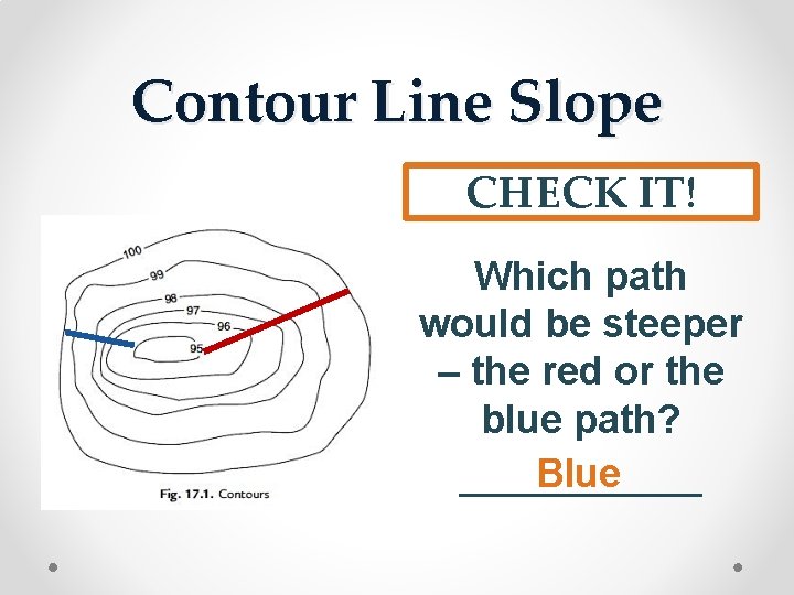 Contour Line Slope CHECK IT! Which path would be steeper – the red or