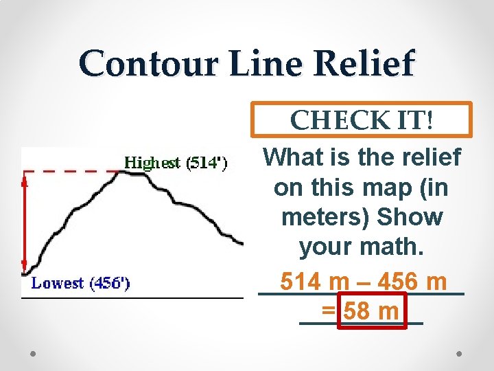 Contour Line Relief CHECK IT! What is the relief on this map (in meters)