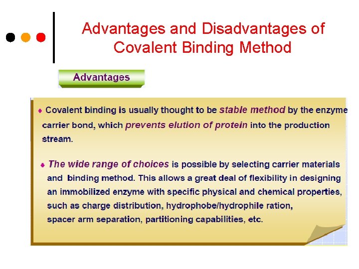 Advantages and Disadvantages of Covalent Binding Method 