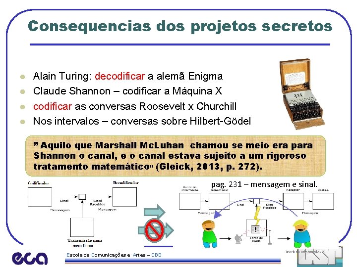 Consequencias dos projetos secretos l l Alain Turing: decodificar a alemã Enigma Claude Shannon