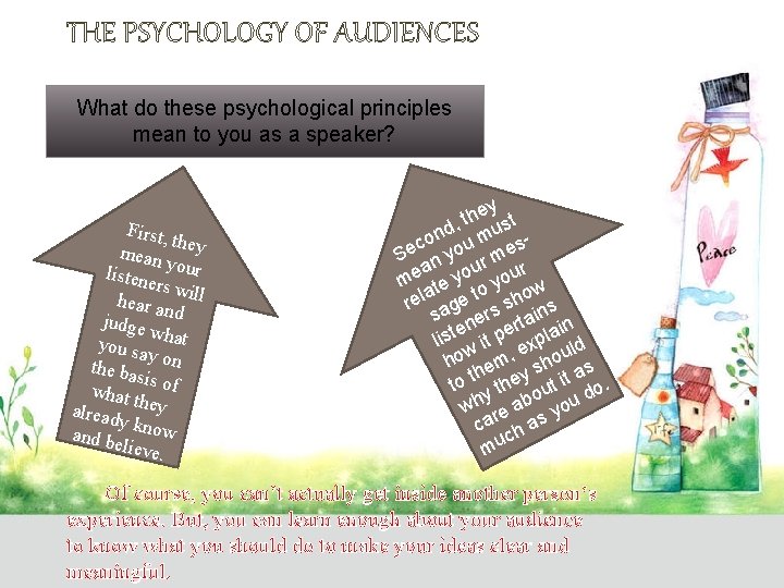 THE PSYCHOLOGY OF AUDIENCES What do these psychological principles mean to you as a