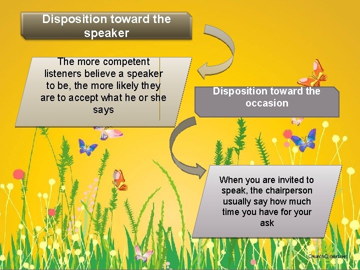 Disposition toward the speaker The more competent listeners believe a speaker to be, the