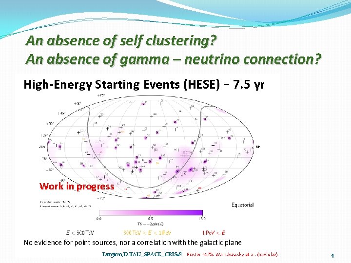 An absence of self clustering? An absence of gamma – neutrino connection? Fargion, D.