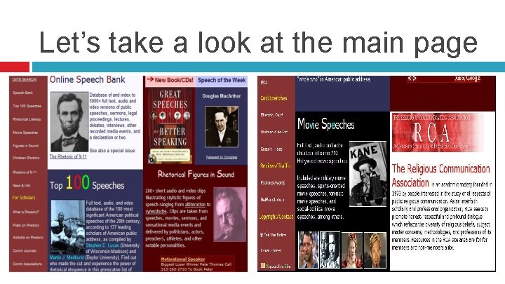 Let’s take a look at the main page Let’s take a look at the main page