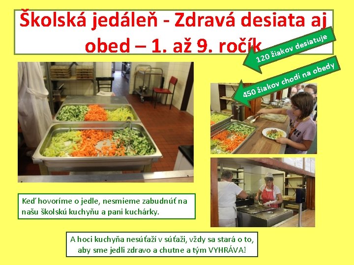 Školská jedáleň - Zdravá desiata aj tuje a i s obed – 1. až
