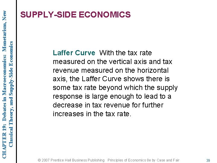 CHAPTER 19: Debates in Macroeconomics: Monetarism, New Classical Theory, and Supply-Side Economics SUPPLY-SIDE ECONOMICS CHAPTER 19: Debates in Macroeconomics: Monetarism, New Classical Theory, and Supply-Side Economics SUPPLY-SIDE ECONOMICS