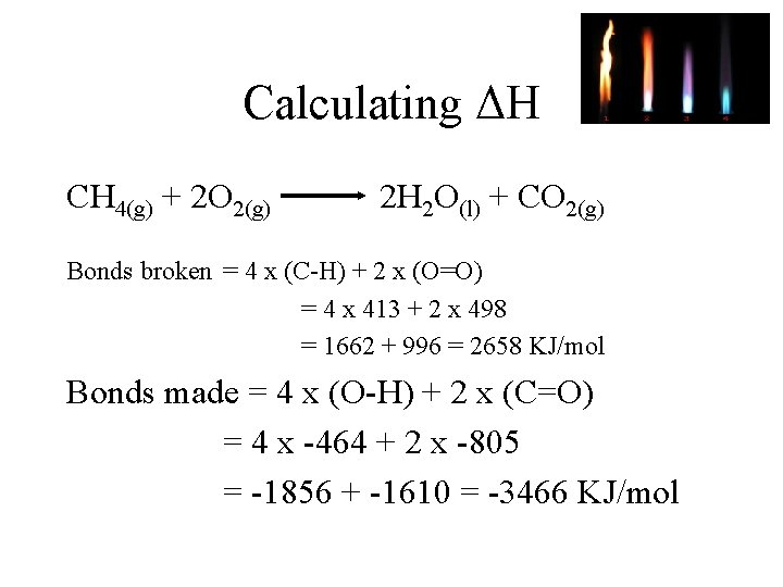 Calculating ΔH CH 4(g) + 2 O 2(g) 2 H 2 O(l) + CO