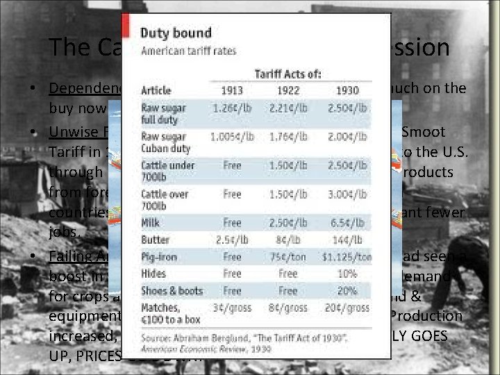 The Causes of the Great Depression • Dependence on Credit – people were relying