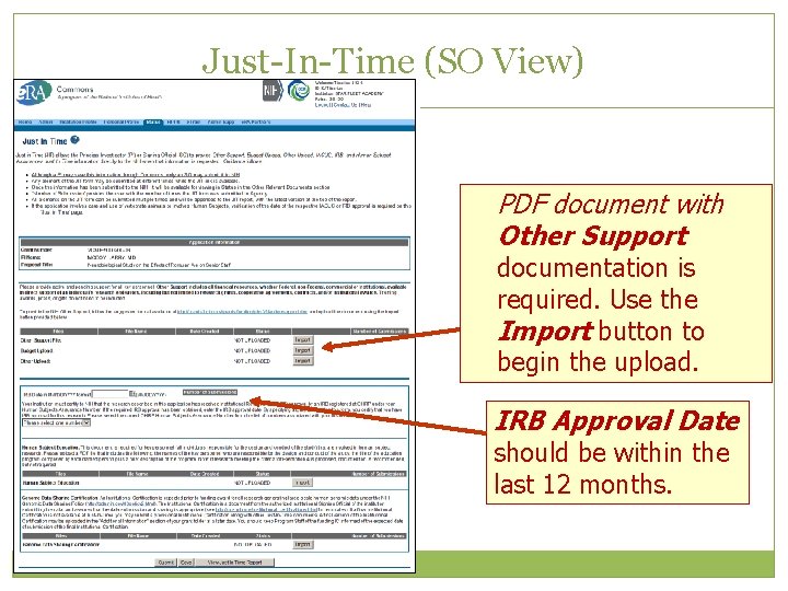 Just-In-Time (SO View) 49 PDF document with Other Support documentation is required. Use the