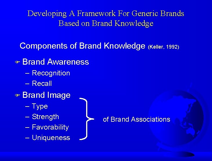 Developing A Framework For Generic Brands Based on Brand Knowledge Components of Brand Knowledge