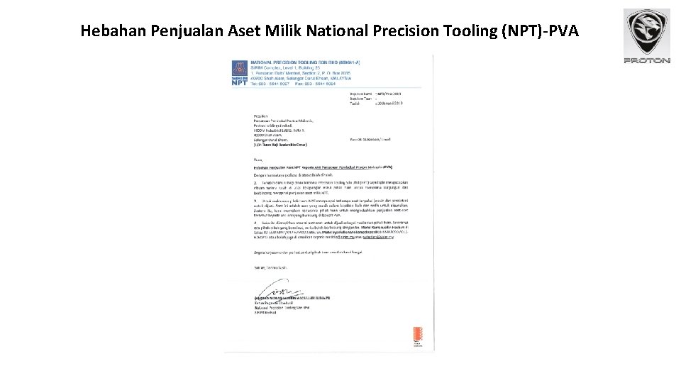 Hebahan Penjualan Aset Milik National Precision Tooling (NPT)-PVA 