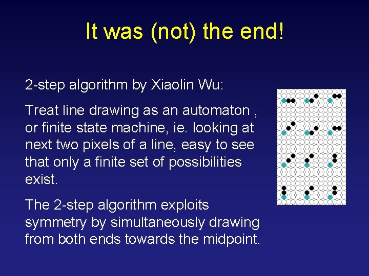 It was (not) the end! 2 -step algorithm by Xiaolin Wu: Treat line drawing