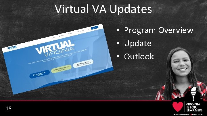 Virtual VA Updates • Program Overview • Update • Outlook 19 