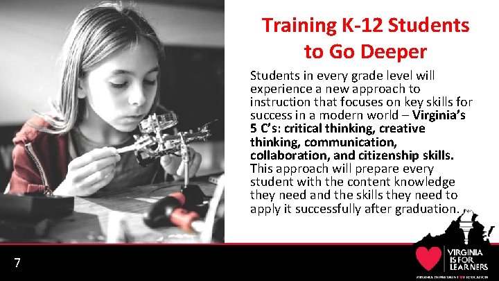 Training K-12 Students to Go Deeper Students in every grade level will experience a
