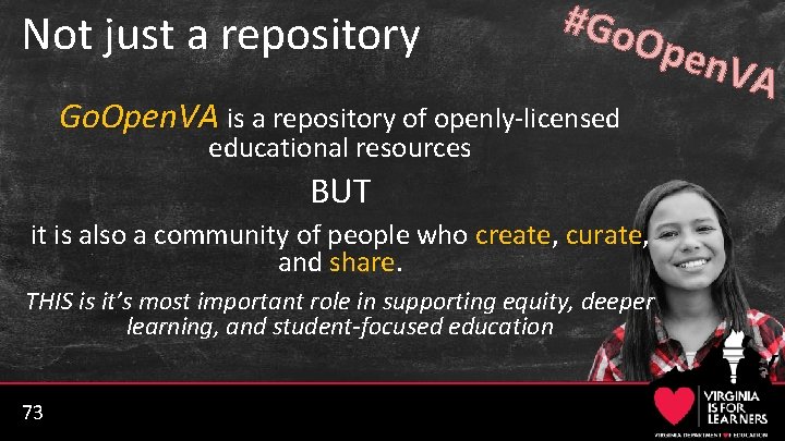 Not just a repository #Go Ope Go. Open. VA is a repository of openly-licensed