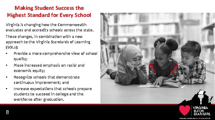 Making Student Success the Highest Standard for Every School Virginia is changing how the