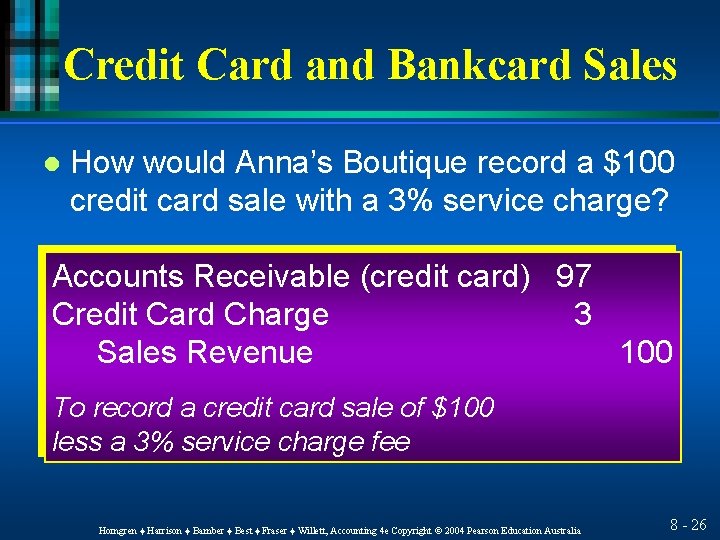 Credit Card and Bankcard Sales l How would Anna’s Boutique record a $100 credit