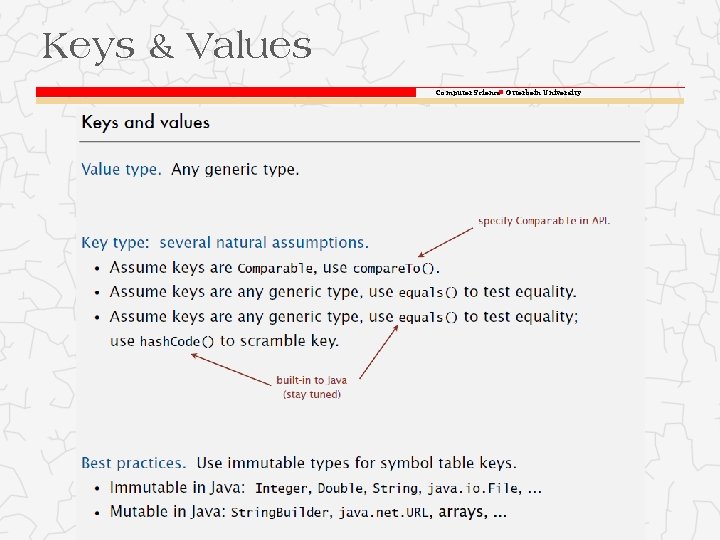 Keys & Values Computer Science Otterbein University 