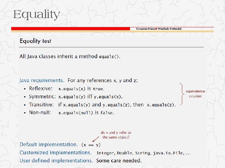 Equality Computer Science Otterbein University Equality Computer Science Otterbein University