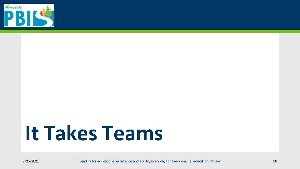 It Takes Teams 2/25/2021 Leading for educational excellence and equity, every day for every