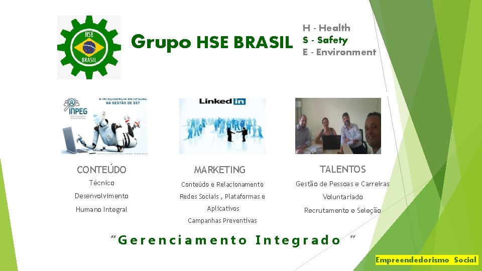 Grupo HSE BRASIL CONTEÚDO MARKETING H - Health S - Safety E - Environment